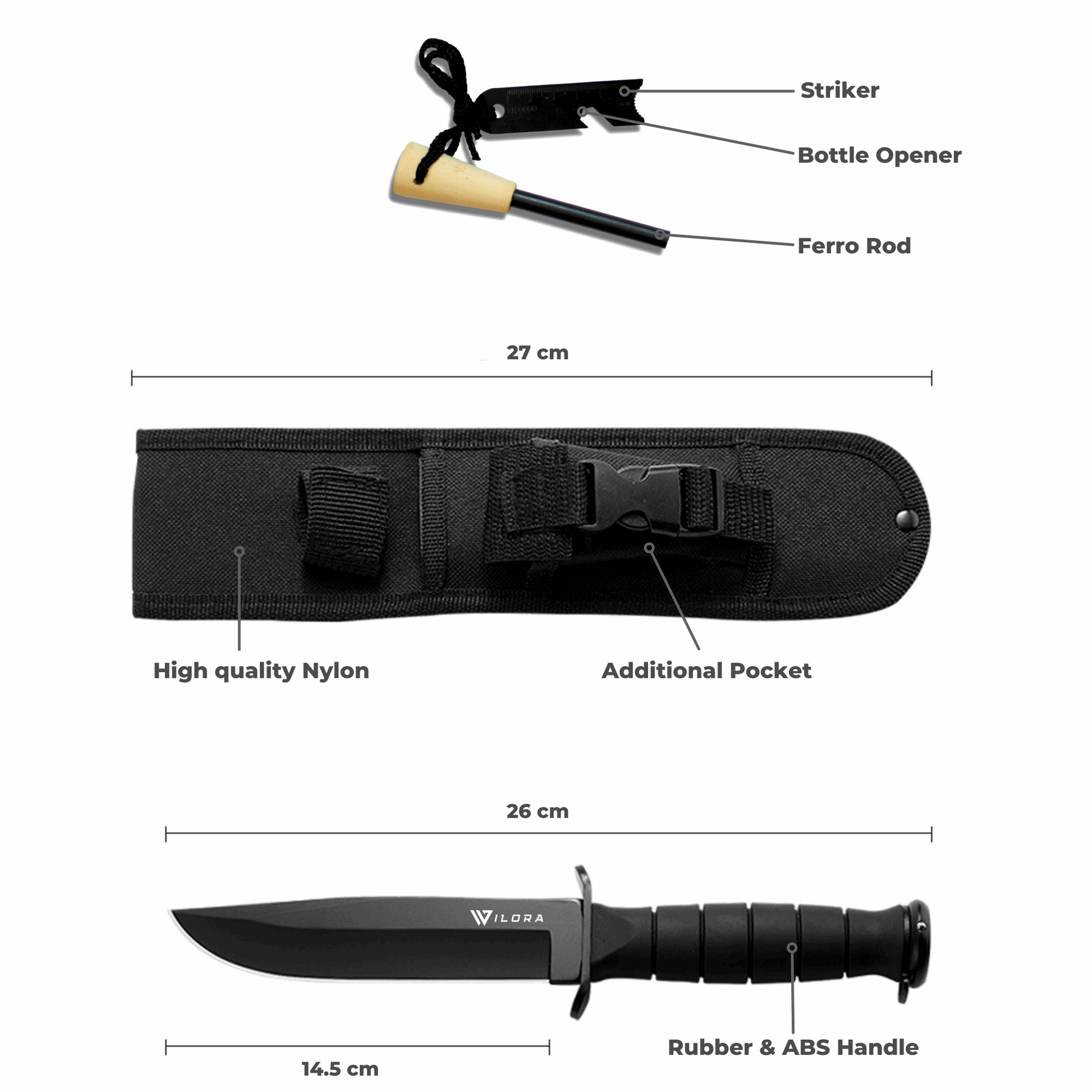 Wilora Bowie Knife with Ferro Rod