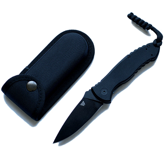 Wilora Black Blade Pocket Knife - EDC Folding Knife with Double Lock and G10 Handle