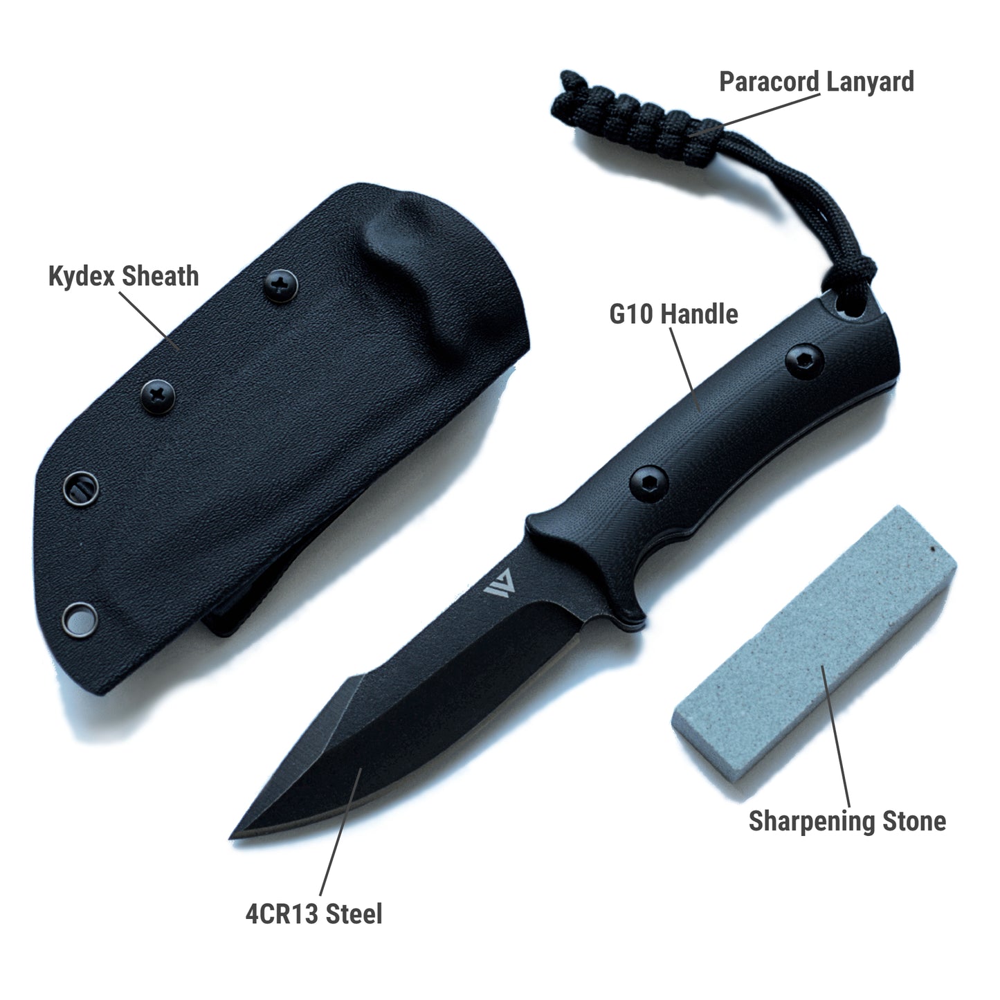 Wilora Full Tang Hunting Knife - 4CR13 Steel, Outdoor Survival Bowie Knife with Accessories