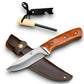 Premium Bushcraft Knife with PU Leather Sheath - Flint & Striker Included