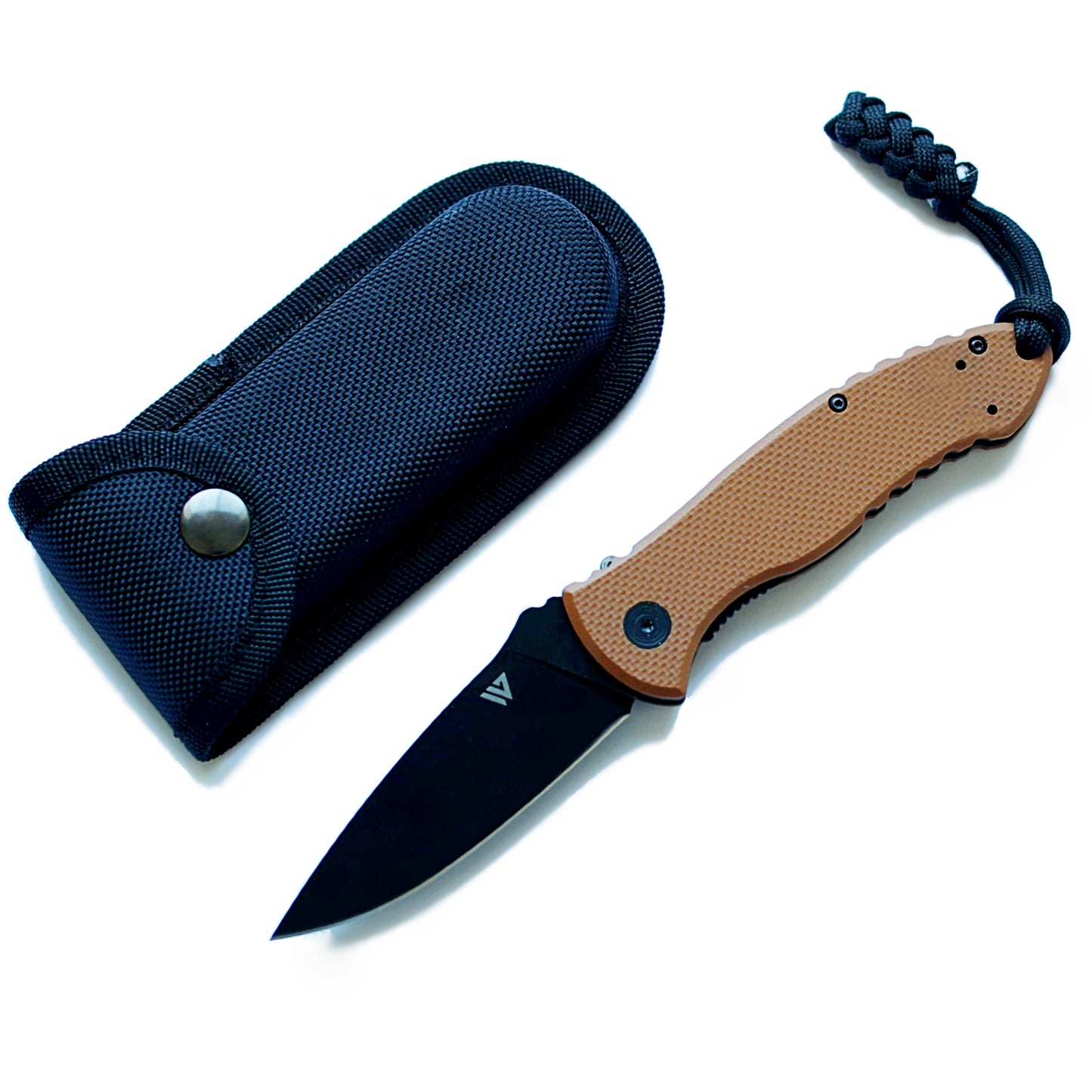 Wilora Black Blade Pocket Knife - EDC Folding Knife with Double Lock and G10 Handle - Dessert Handle