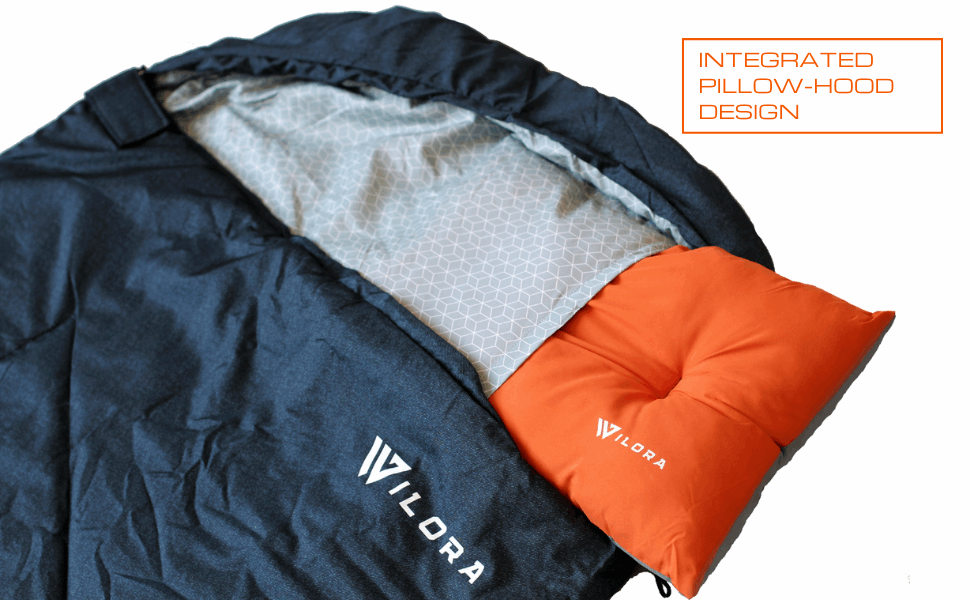 Wilora 3-Season Sleeping Bag with Pillow - Lightweight, Waterproof, and Portable for Camping