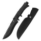 Wilora Black Coated 5Cr13 Steel Hunting Knife - Non-Slip ABS Handle, 58 HRC, CNC Edge, Includes Paracord Rope & Nylon Sheath